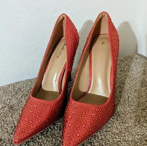 Elizabeth Tang Pumps Pointed Toe High Heel Glitter Rhinestone‎ Pink Sz. 10 NEW - Picture 5 of 10